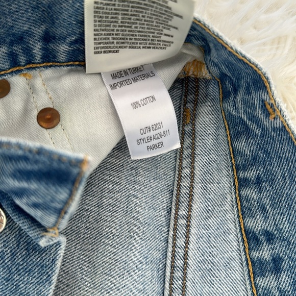 Agolde Parker Denim Shorts Distressed Women size 24 Blue Button Fly - Picture 3 of 4